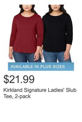 Costco Kirkland signature ladies' slub tee, 2-pack offer