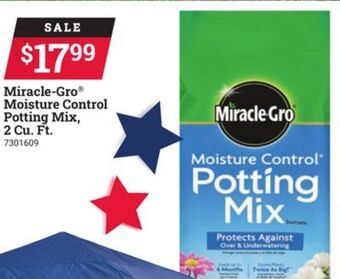 Ace Hardware Miracle-gro moisture control potting mix, 2 cu. ft offer