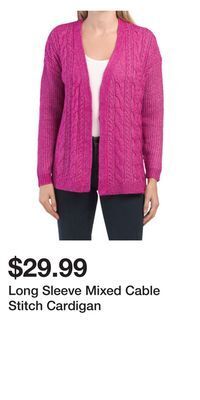 TJ Maxx Long sleeve mixed cable stitch cardigan offer