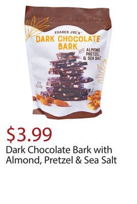 Trader Joe's Dark chocolate bark with almond, pretzel & sea salt offer
