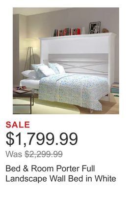 Costco Bed & room porter full landscape wall bed in white offer