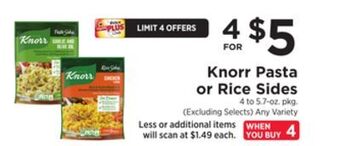 ShopRite Pasta or rice sides offer