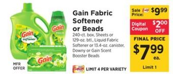 ShopRite Fabric softener or beads offer