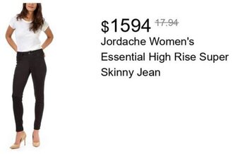 Walmart Jordache Women's Essential High Rise Super Skinny Jean offer