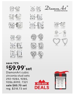 JC Penney Diamonart cubic zirconia stud sets offer