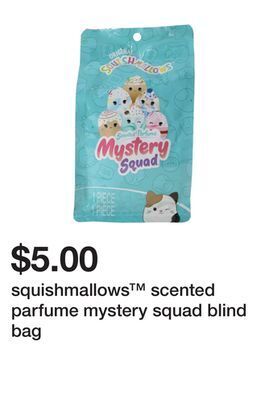 Five Below Squishmallows scented parfume mystery squad blind bag offer