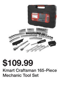 Kmart Kmart craftsman 165-piece mechanic tool set offer