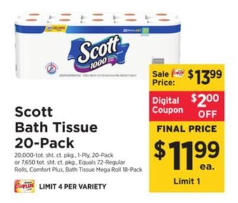ShopRite Bath tissue 20-pack offer