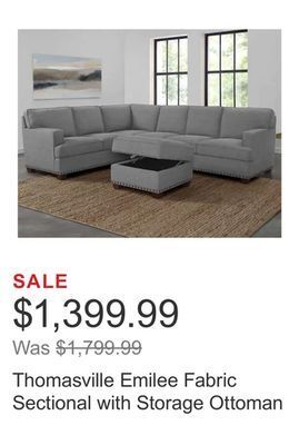 Costco Thomasville emilee fabric sectional with storage ottoman offer