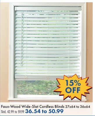Boscov's Faux-wood wide-slat cordless blinds offer