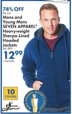 Boscov's Seven apparel heavyweight sherpa-lined hooded jackets offer