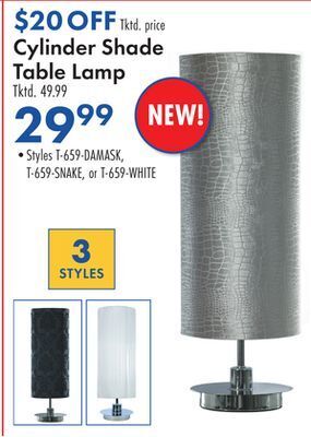 Boscov's Cylinder shade table lamp offer