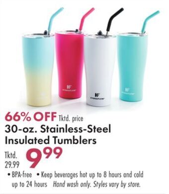 Boscov's 30-oz. stainless-steel insulated tumblers offer