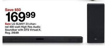 Target Lg slm5y 2.1-channel 400-watt high res audio soundbar with dts virtual:x offer