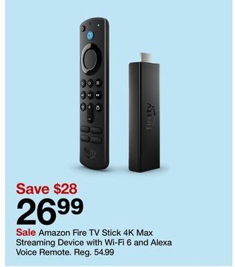 Target Amazon fire tv stick 4k max streaming device with wi-fi 6 and alexa voice remote offer