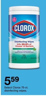 Target Clorox 75-ct. disinfecting wipes offer
