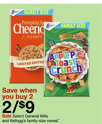 Target Select general mills and kellogg's family-size cereal offer
