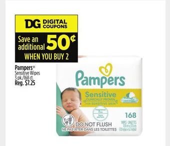 Dollar General Pampers sensitive wipes offer
