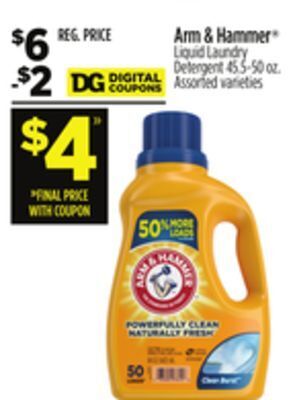 Dollar General Arm & hammer liquid laundry detergent offer
