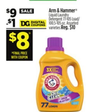 Dollar General Arm & hammer liquid laundry detergent offer