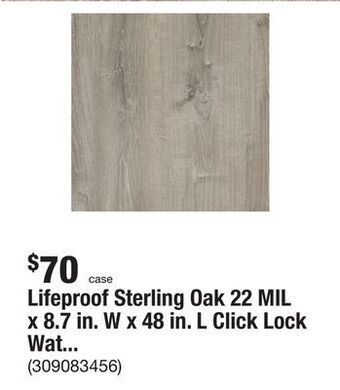 The Home Depot Lifeproof sterling oak 22 mil x 8.7 in. w x 48 in. l click lock waterproof luxury vinyl plank flooring (20.1 sqft/case) offer