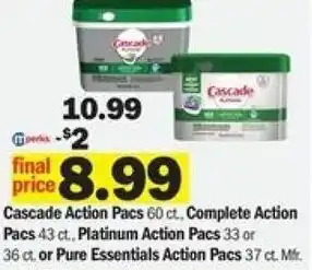 Meijer Cascade Action Pacs, Complete Action Pacs, Platinum Action Pacs, Or Pure Essentials Action Pacs offer