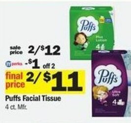 Meijer Puffs Facial Tissue offer