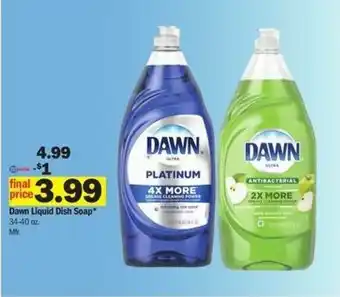 Meijer Dawn Liquid Dish Soap 34-40 oz offer