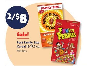 Family Dollar Post family size cereal offer