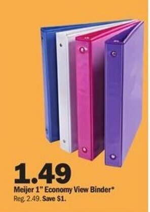 Meijer Meijer 1" Economy View Binder offer