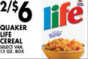 Met Foodmarkets Quaker Life Cereal offer