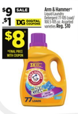 Dollar General Arm & hammer liquid laundry detergent offer