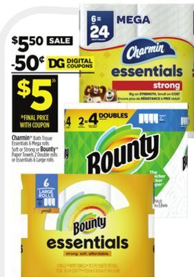Dollar General Charmin or bounty offer