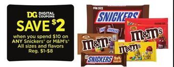 Dollar General Snickers or m&m's offer