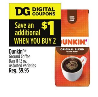 Dollar General Dunkin' ground coffee bag offer