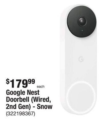 The Home Depot Google nest doorbell (wired, 2nd gen) - snow offer