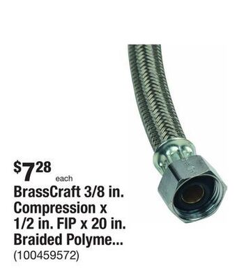 The Home Depot Brasscraft 3/8 in. compression x 1/2 in. fip x 20 in. braided polymer faucet supply line offer
