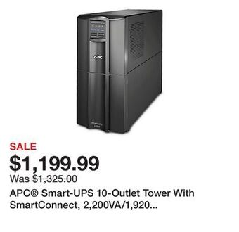 Office Depot Apc smart-ups 10-outlet tower with smartconnect, 2,200va/1,920 watts, smt2200c offer