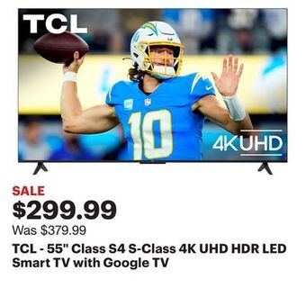 Best Buy Tcl - 55 class s4 s-class 4k uhd hdr led smart tv with google tv offer