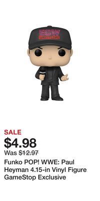 Game Stop Funko pop! wwe: paul heyman 4.15-in vinyl figure gamestop exclusive offer