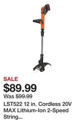 Tractor Supply Company Lst522 12 in. cordless 20v max lithium-ion 2-speed string trimmer/edger offer