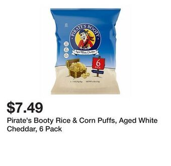Wegmans Pirate's booty rice & corn puffs, aged white cheddar, 6 pack offer