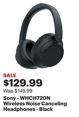Best Buy Sony - whch720n wireless noise canceling headphones - black offer