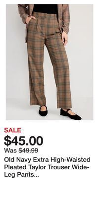 Old Navy Old navy extra high-waisted pleated taylor trouser wide-leg pants for women offer