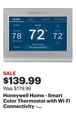 Best Buy Honeywell home - smart color thermostat with wi-fi connectivity - silver offer