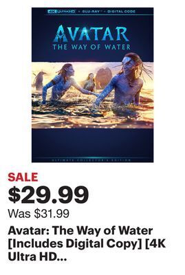 Best Buy Avatar: the way of water [includes digital copy] [4k ultra hd blu-ray/blu-ray] [2022] offer