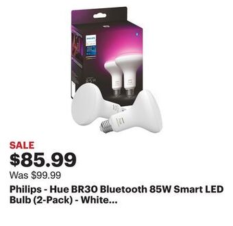 Best Buy Philips - hue br30 bluetooth 85w smart led bulb (2-pack) - white and color ambiance offer