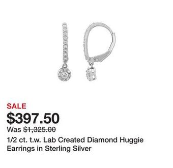 Belk 1/2 ct. t.w. lab created diamond huggie earrings in sterling silver offer