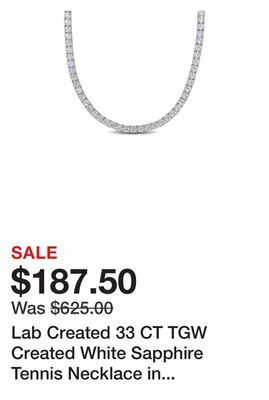 Belk Lab created 33 ct tgw created white sapphire tennis necklace in sterling silver offer