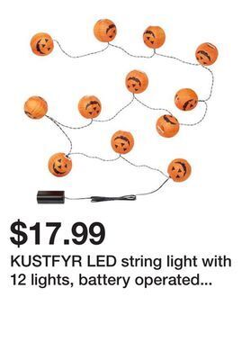 Ikea Kustfyr led string light with 12 lights, battery operated outdoor/pumpkin offer